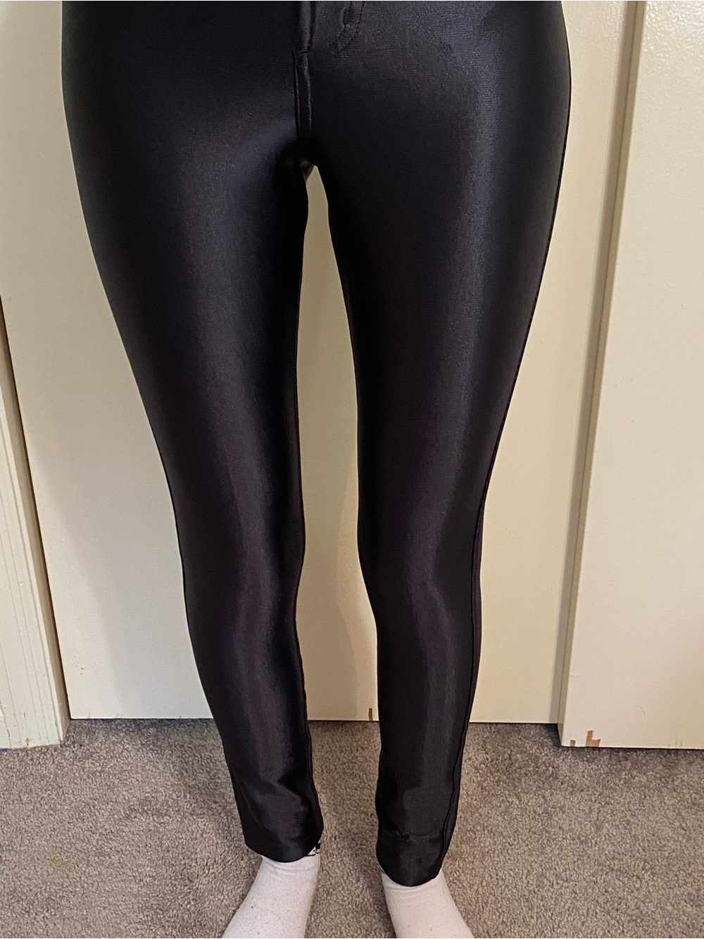 American Apparel disco pant shiny high-waisted Leggings size XS NWOT button zip - Picture 5 of 8